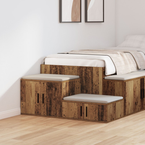vidaXL Förvaringsskåp 2 pcs Gammalt trä 118 x 41 x 40 cm