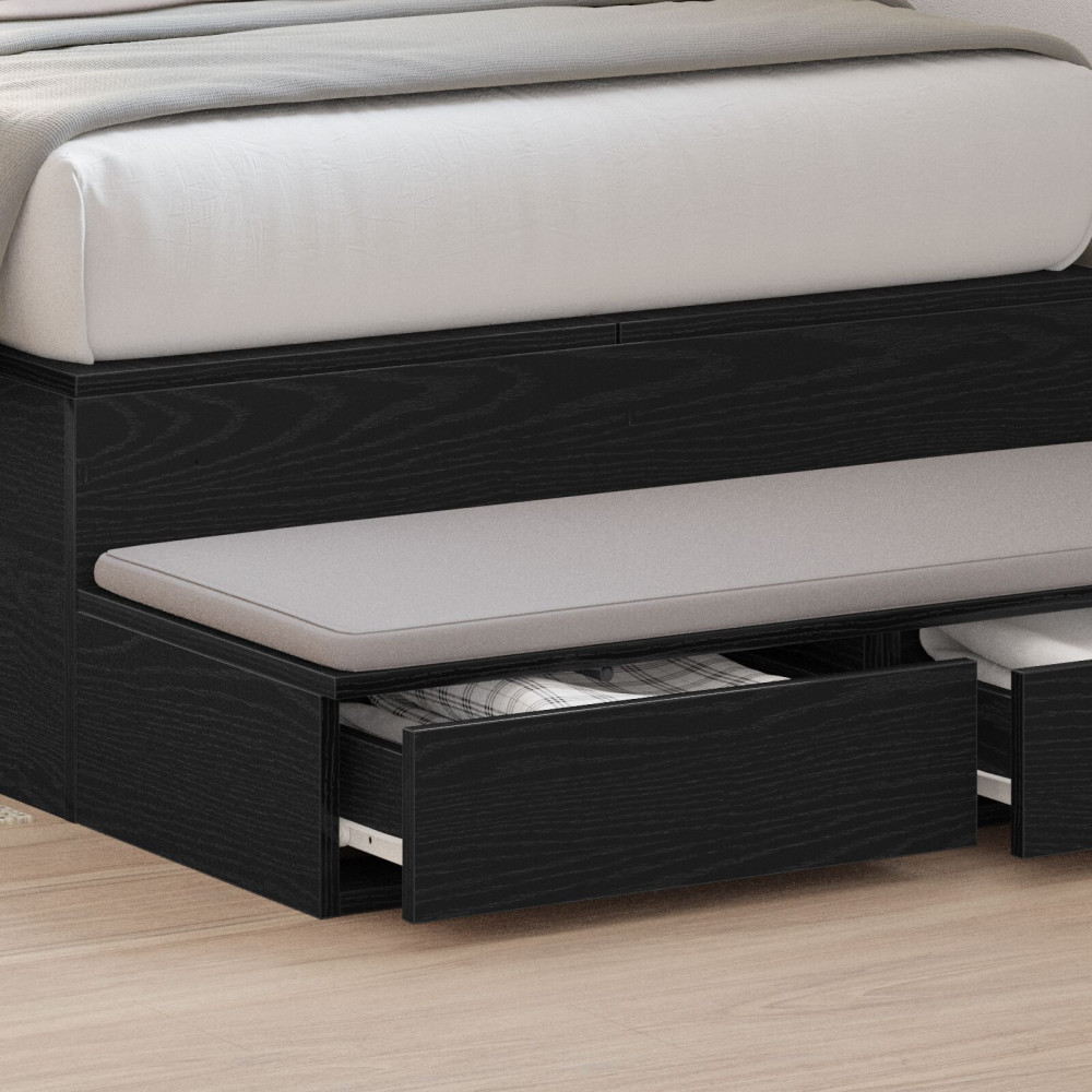 Produktbild för Sänglådor Svart Ek 100 x 36,5 x 16,5 cm Konstruerat trä