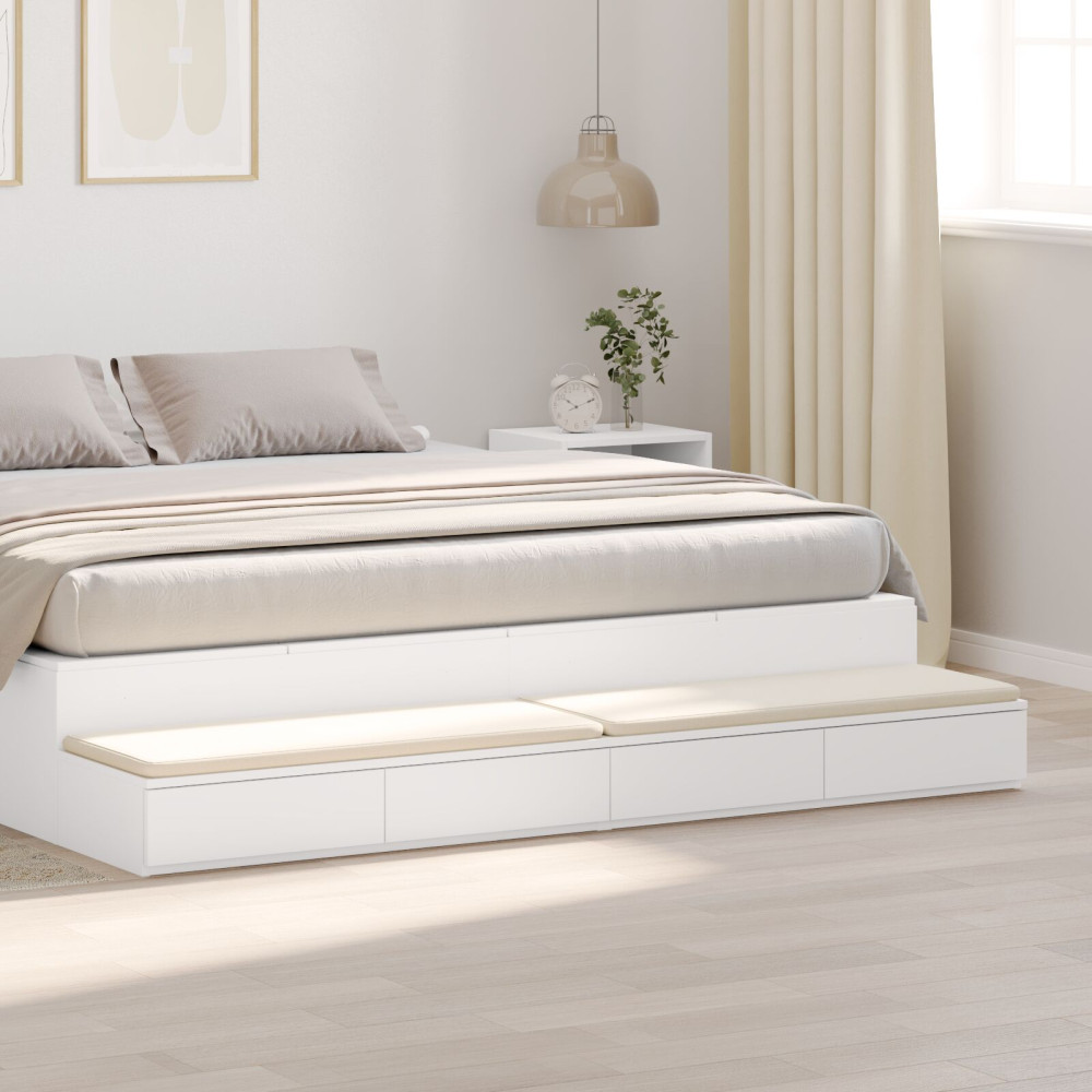 Produktbild för Sänglådor med låda Vit 200 x 36,5 x 16,5 cm Konstruerat trä
