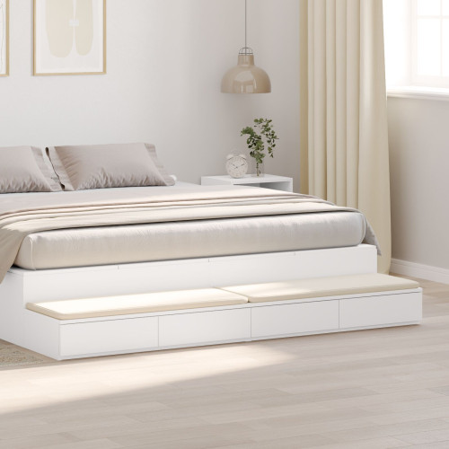 vidaXL Sänglådor med låda Vit 200 x 36,5 x 16,5 cm Konstruerat trä