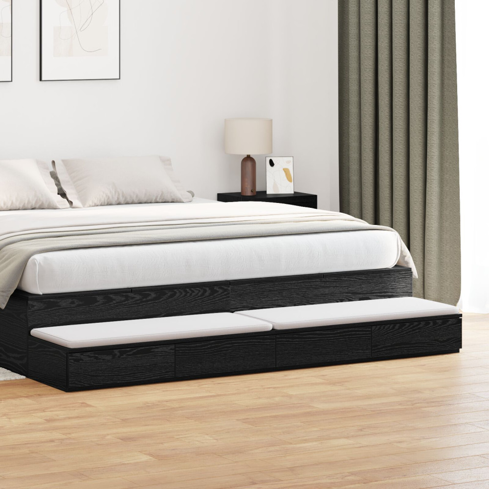 Produktbild för Sänglådor Svart Ek 200 x 36,5 x 16,5 cm Konstruerat trä