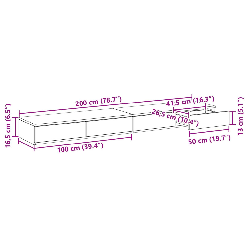 Produktbild för Sänglådor Sonoma-ek 200 x 36,5 x 16,5 cm Konstruerat trä