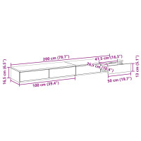 Produktbild för Sänglådor Sonoma-ek 200 x 36,5 x 16,5 cm Konstruerat trä