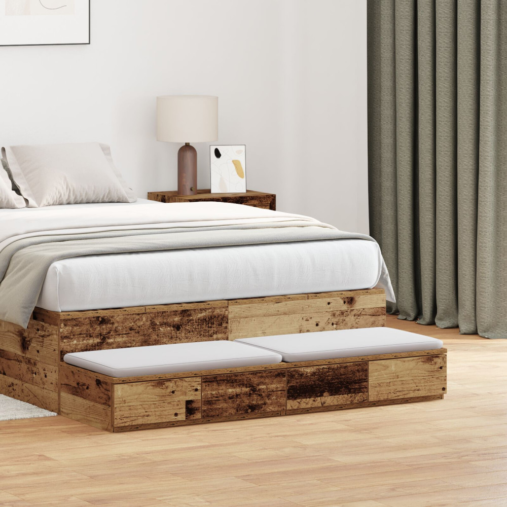 Produktbild för Sänglådor Gammalt trä 120 x 36,5 x 16,5 cm Konstruerat trä