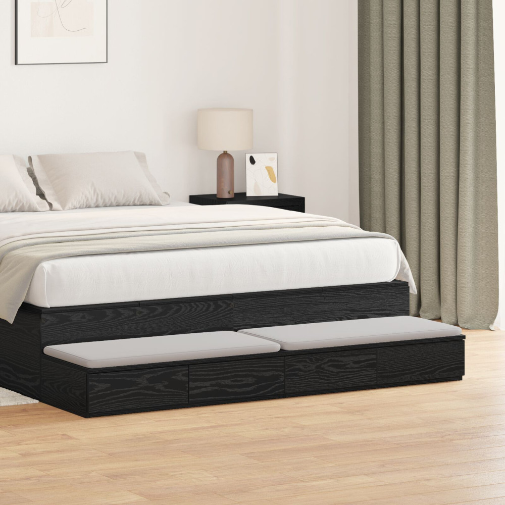 Produktbild för Sänglådor Svart Ek 150 x 36,5 x 16,5 cm Konstruerat trä