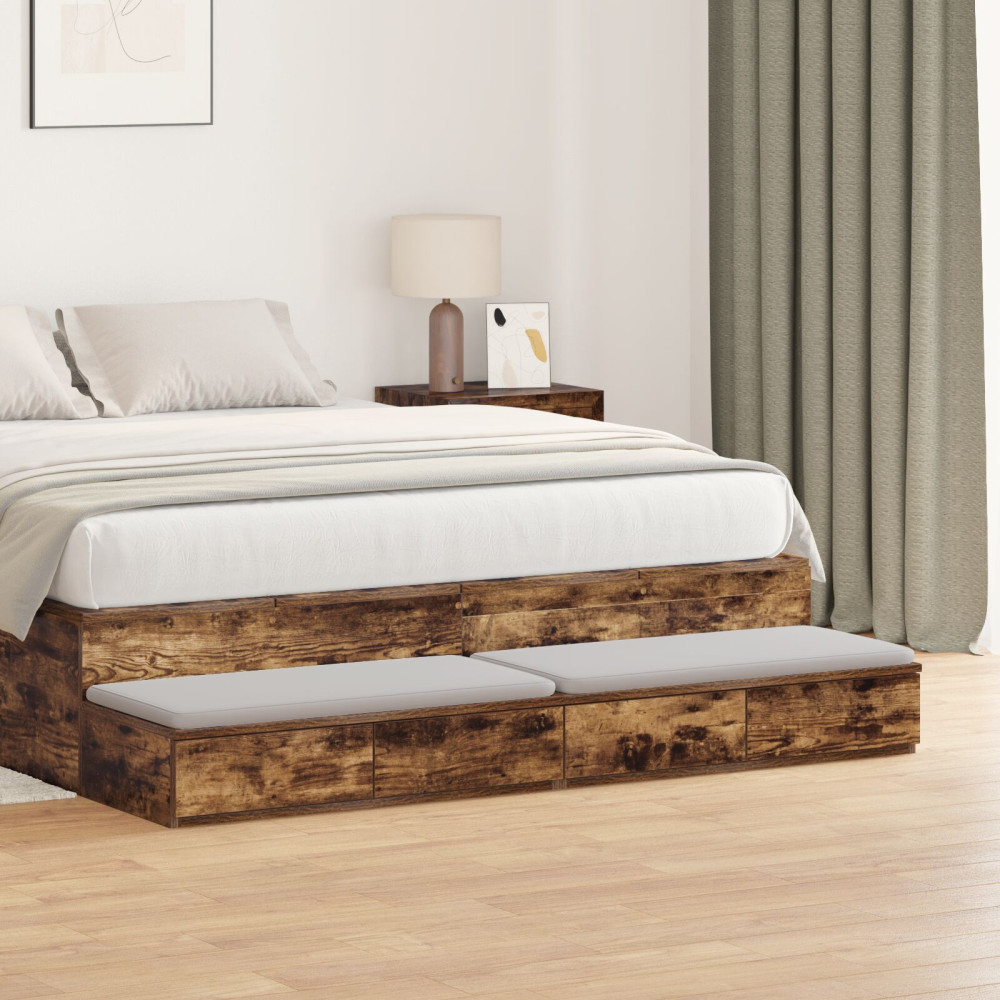 Produktbild för Sänglådor med låda Rökt ek 150 x 36,5 x 16,5 cm Konstruerat trä