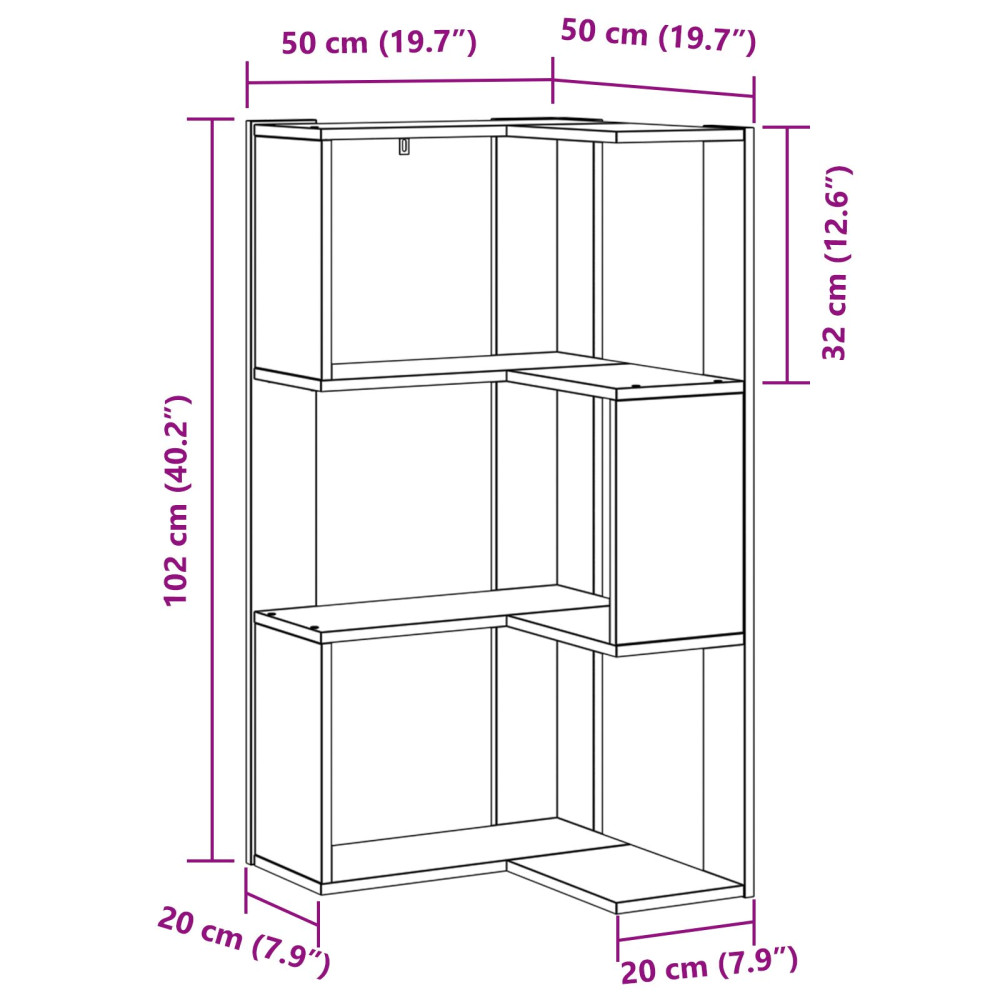 Produktbild för Bokhylla Svart Ek 50 x 50 x 102 cm
