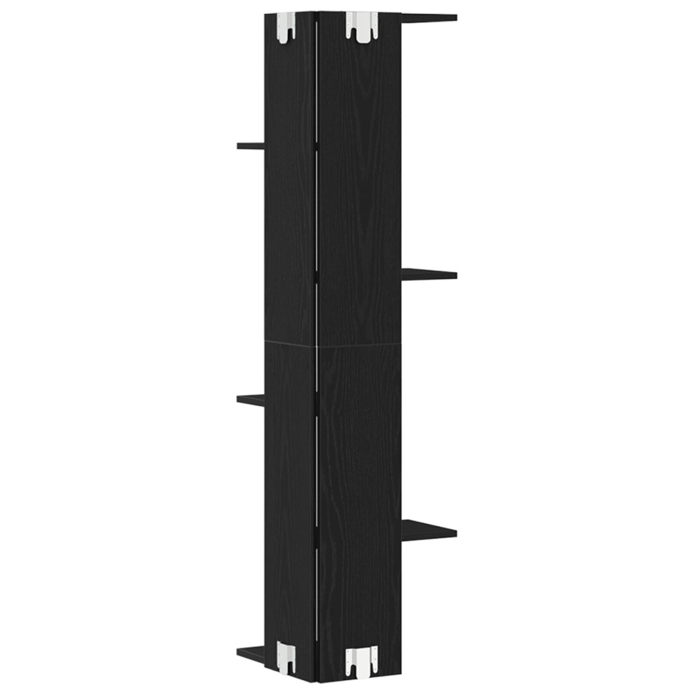 Produktbild för Väggkrokhylla med hylla Svart Ek 36.5 x 36.5 x 140 cm