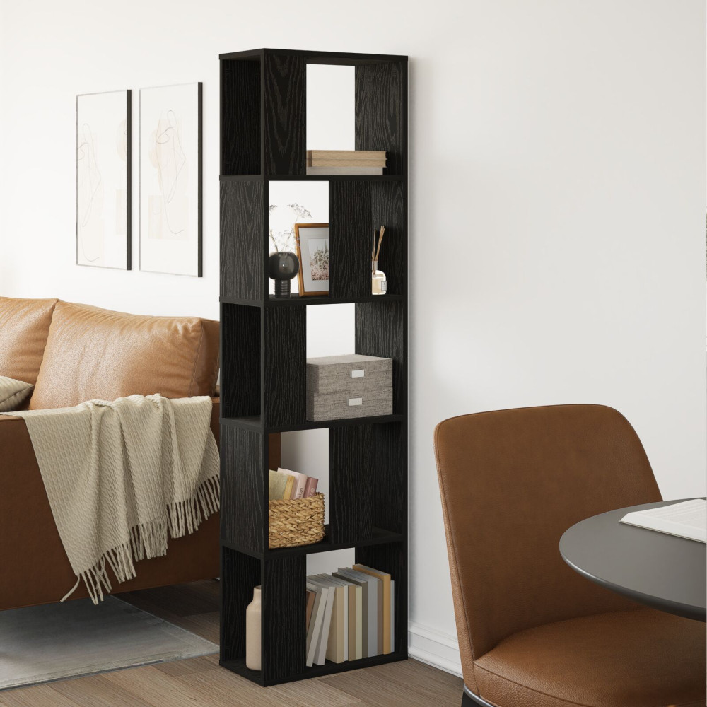 Produktbild för Bokhylla Svart Ek 45 x 23,5 x 162,5 cm