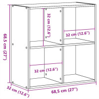 Produktbild för Bokhylla Svart Ek 68,5 x 32 x 68,5 cm