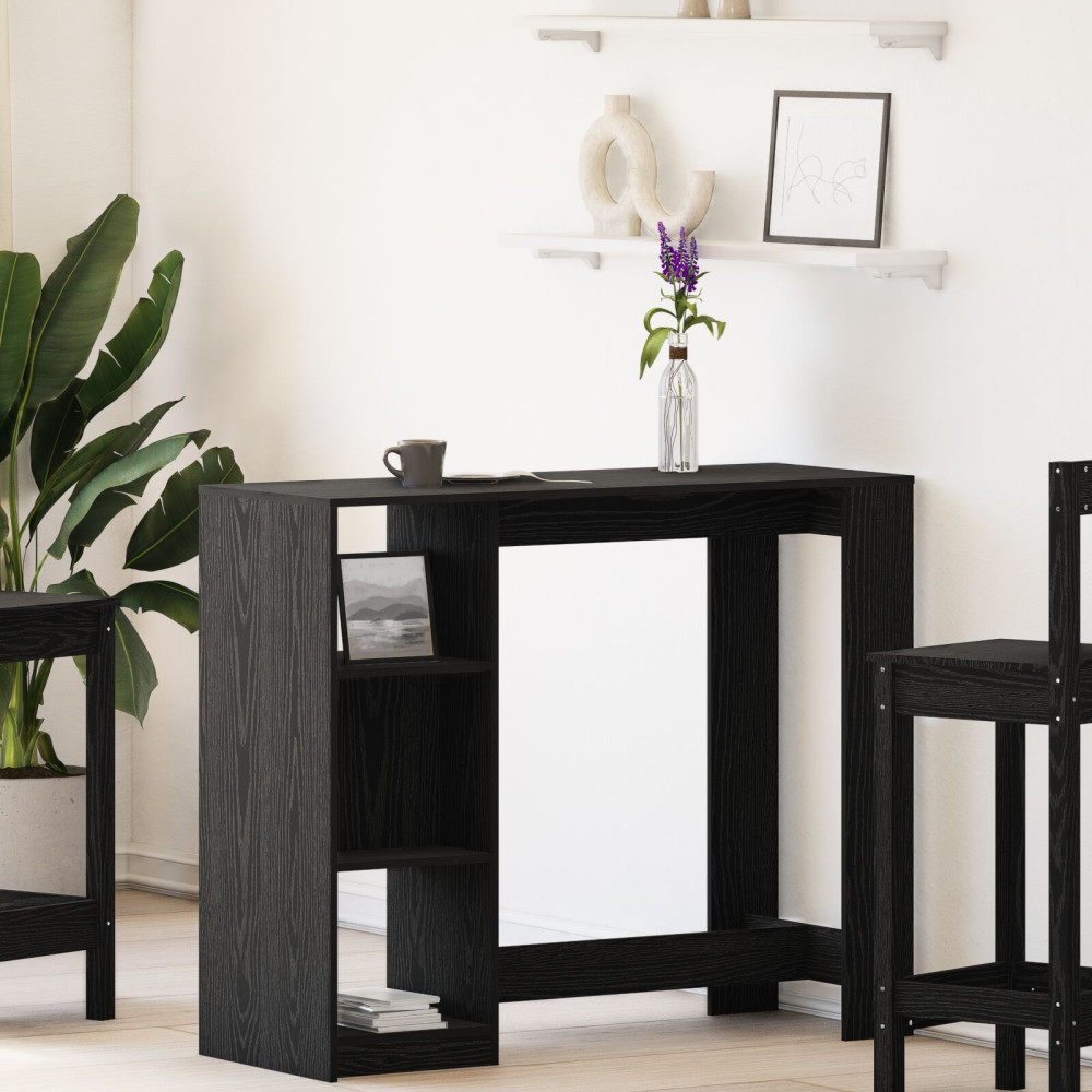 Produktbild för Barbord med hylla Svart Ek 124 x 46 x 103.5 cm Konstruerat trä