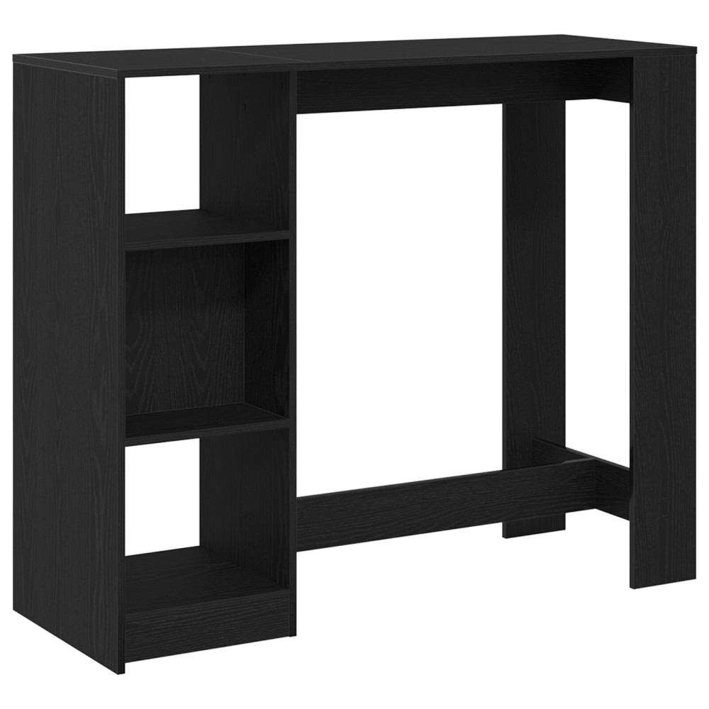 Produktbild för Barbord med hylla Svart Ek 124 x 46 x 103.5 cm Konstruerat trä