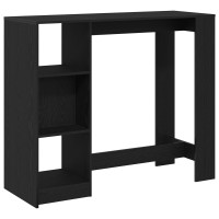 Produktbild för Barbord med hylla Svart Ek 124 x 46 x 103.5 cm Konstruerat trä