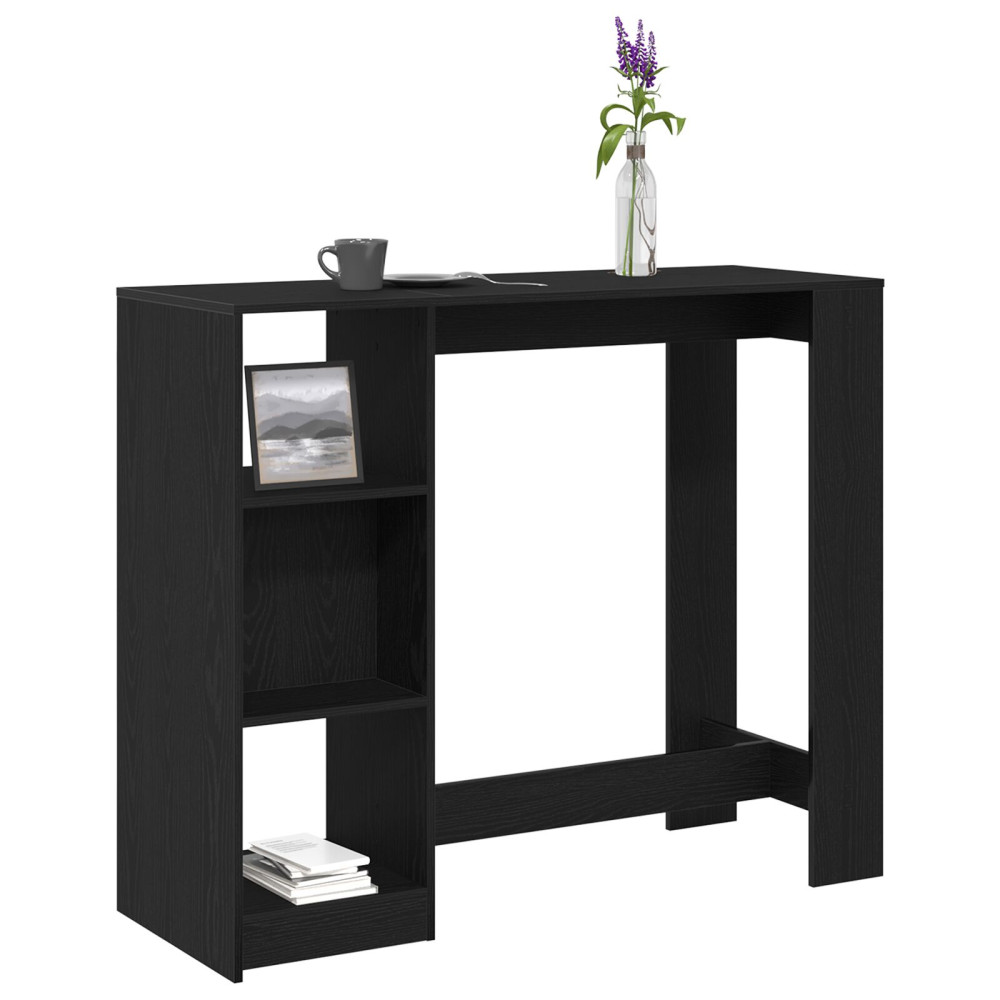 Produktbild för Barbord med hylla Svart Ek 124 x 46 x 103.5 cm Konstruerat trä