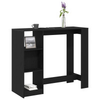 Produktbild för Barbord med hylla Svart Ek 124 x 46 x 103.5 cm Konstruerat trä