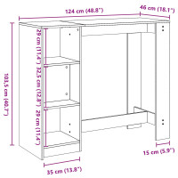 Produktbild för Barbord med hylla Svart Ek 124 x 46 x 103.5 cm Konstruerat trä