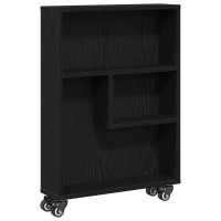 Produktbild för Smal förvaringsvagn Svart Ek 48 x 13 x 68 cm