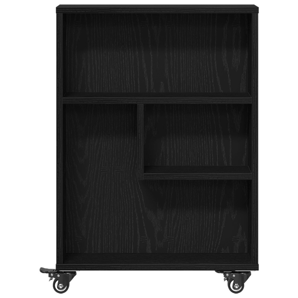 Produktbild för Smal förvaringsvagn Svart Ek 48 x 13 x 68 cm