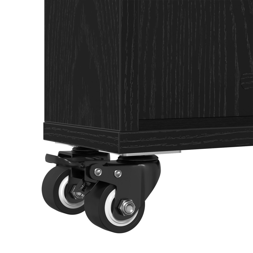 Produktbild för Smal förvaringsvagn Svart Ek 48 x 13 x 68 cm