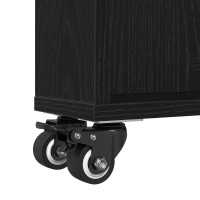 Produktbild för Smal förvaringsvagn Svart Ek 48 x 13 x 68 cm