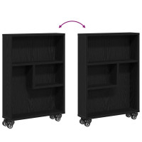 Produktbild för Smal förvaringsvagn Svart Ek 48 x 13 x 68 cm