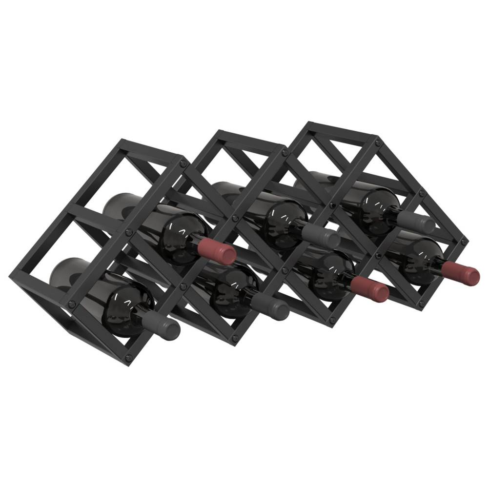 Produktbild för Vinställ Svart Ek 63 x 16,5 x 25 cm Pulverlackerat stål