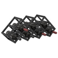 Produktbild för Vinställ Svart Ek 63 x 16,5 x 25 cm Pulverlackerat stål