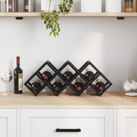 Produktbild för Vinställ Svart Ek 63 x 16,5 x 25 cm Pulverlackerat stål