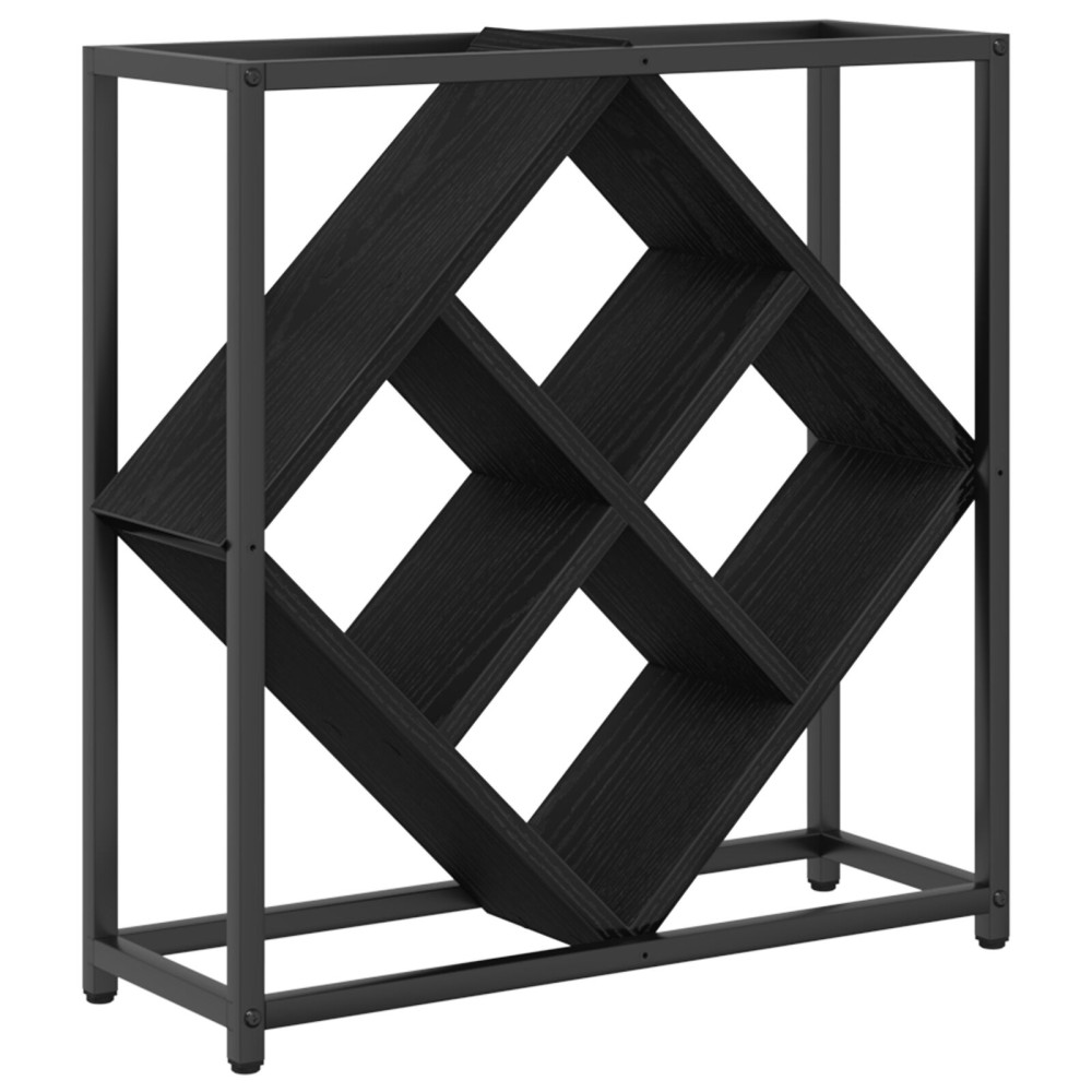 Produktbild för Vinställ Svart Ek 51 x 18 x 52,5 cm Konstruerat trä
