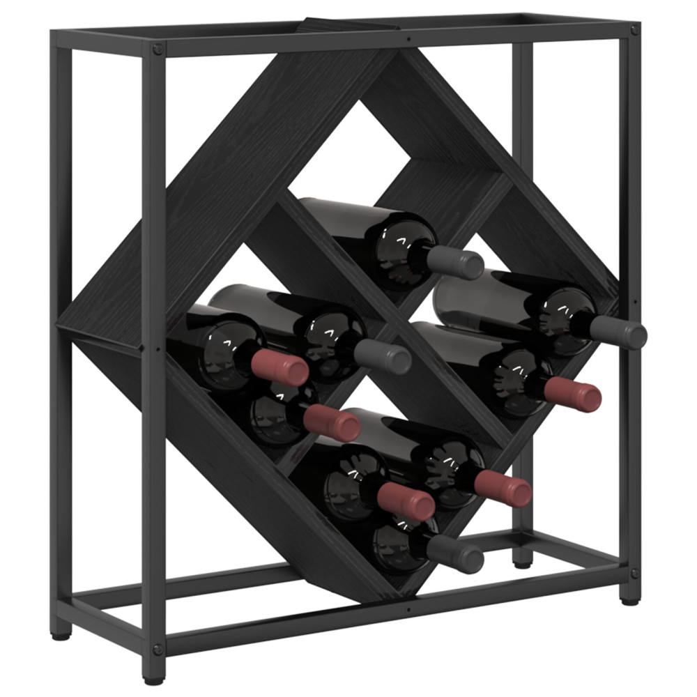 Produktbild för Vinställ Svart Ek 51 x 18 x 52,5 cm Konstruerat trä