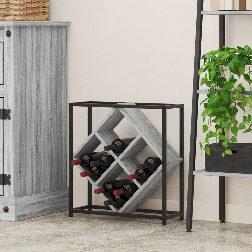 Produktbild för Vinställ Grå Sonoma 51 x 18 x 52,5 cm Konstruerat trä