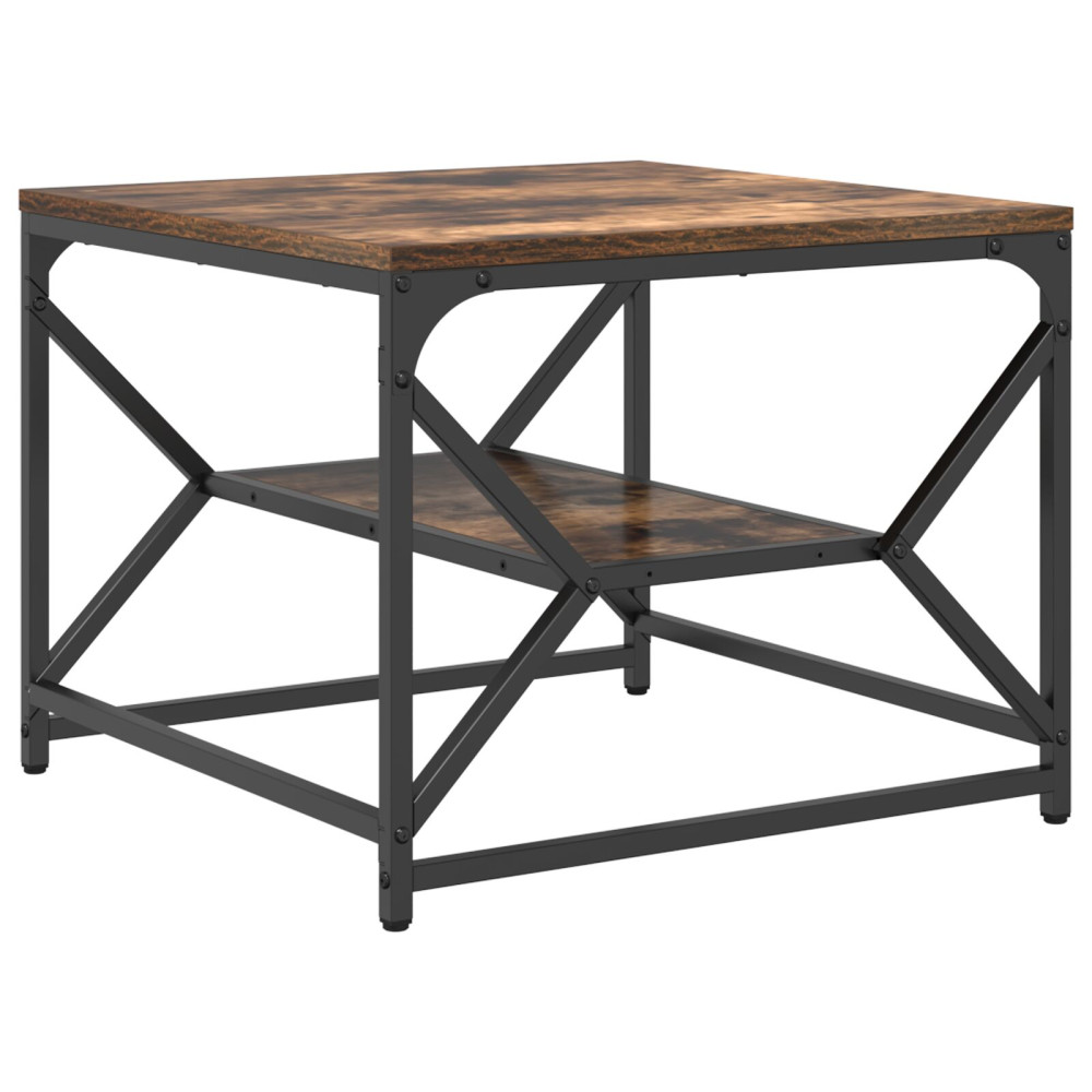 Produktbild för Kaffeebord Rökt ek 51 x 50 x 40 cm Konstruerat trä och stål