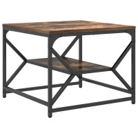 Produktbild för Kaffeebord Rökt ek 51 x 50 x 40 cm Konstruerat trä och stål