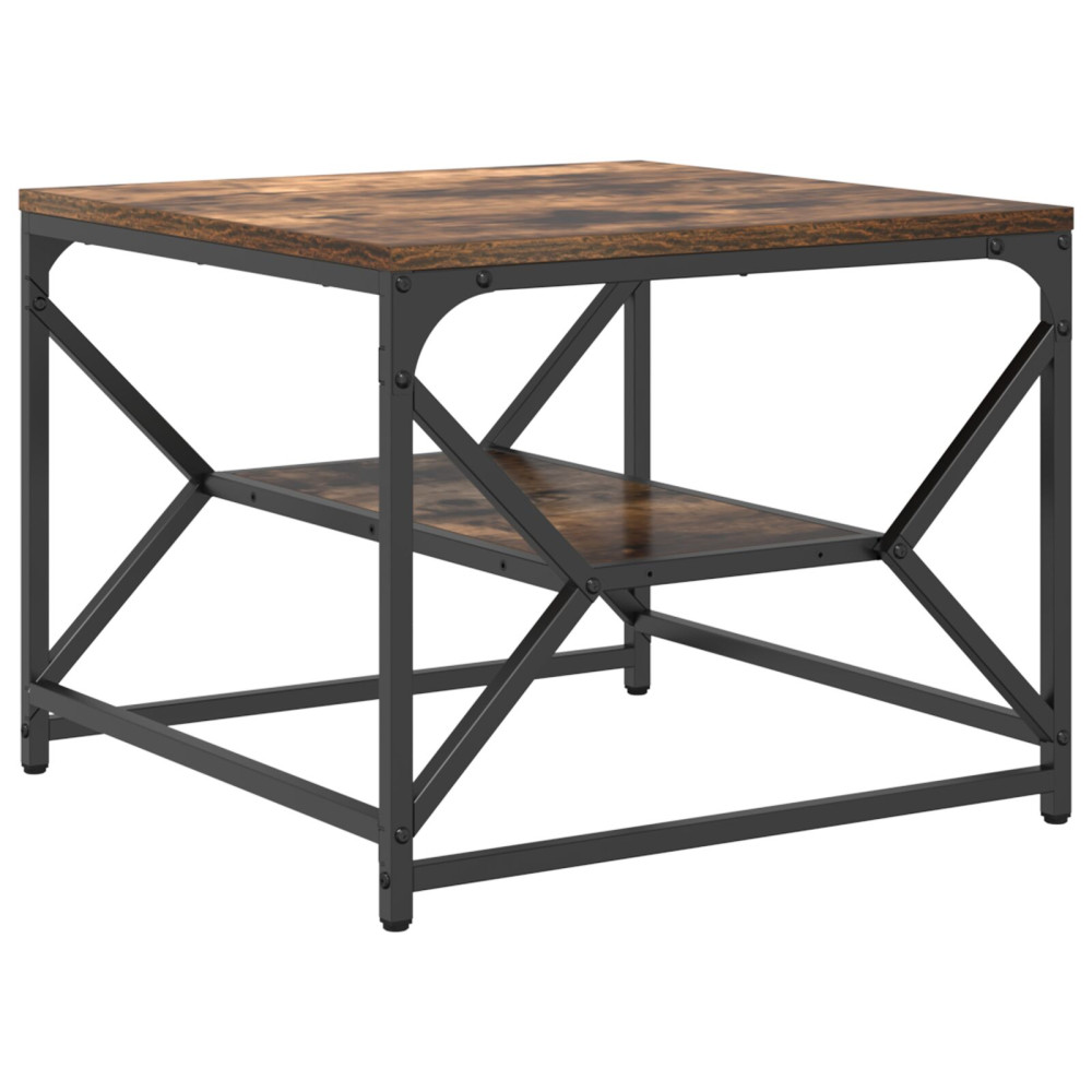 Produktbild för Kaffeebord Rökt ek 51 x 50 x 40 cm Konstruerat trä och stål