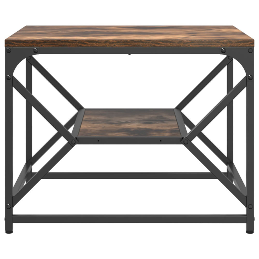Produktbild för Kaffeebord Rökt ek 51 x 50 x 40 cm Konstruerat trä och stål