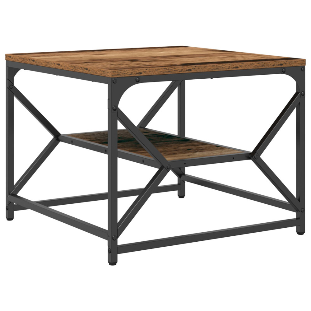 Produktbild för Kaffeebord Gammalt trä 51 x 50 x 40 cm Konstruerat trä och stål