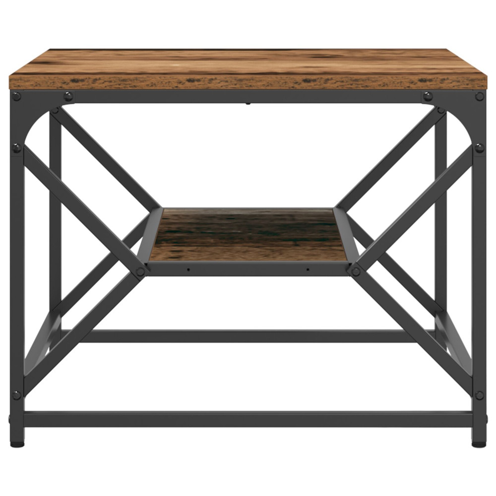 Produktbild för Kaffeebord Gammalt trä 51 x 50 x 40 cm Konstruerat trä och stål