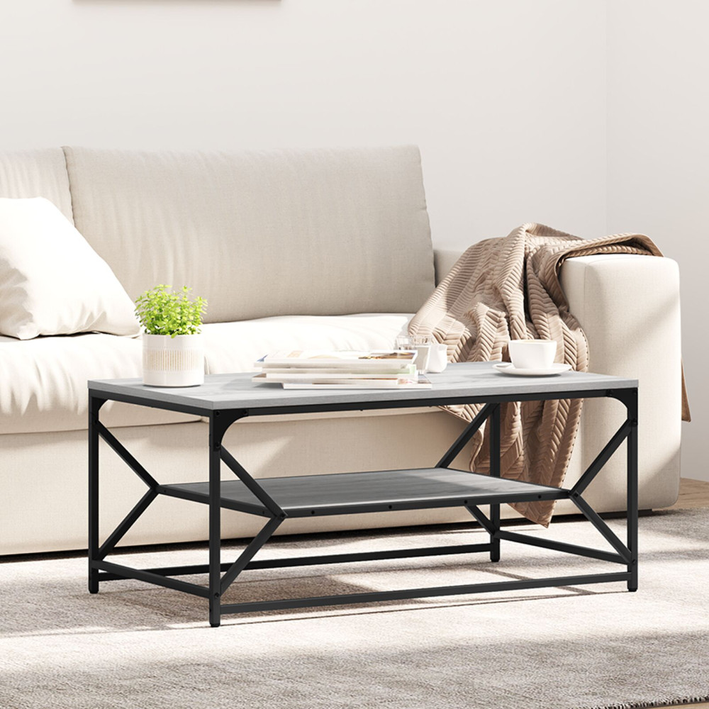 Produktbild för Kaffeebord Grå Sonoma 90 x 50 x 40 cm Konstruerat trä och stål