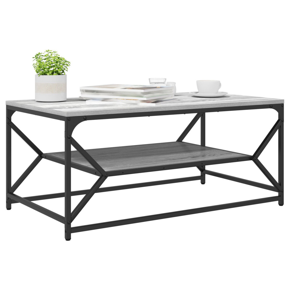 Produktbild för Kaffeebord Grå Sonoma 90 x 50 x 40 cm Konstruerat trä och stål