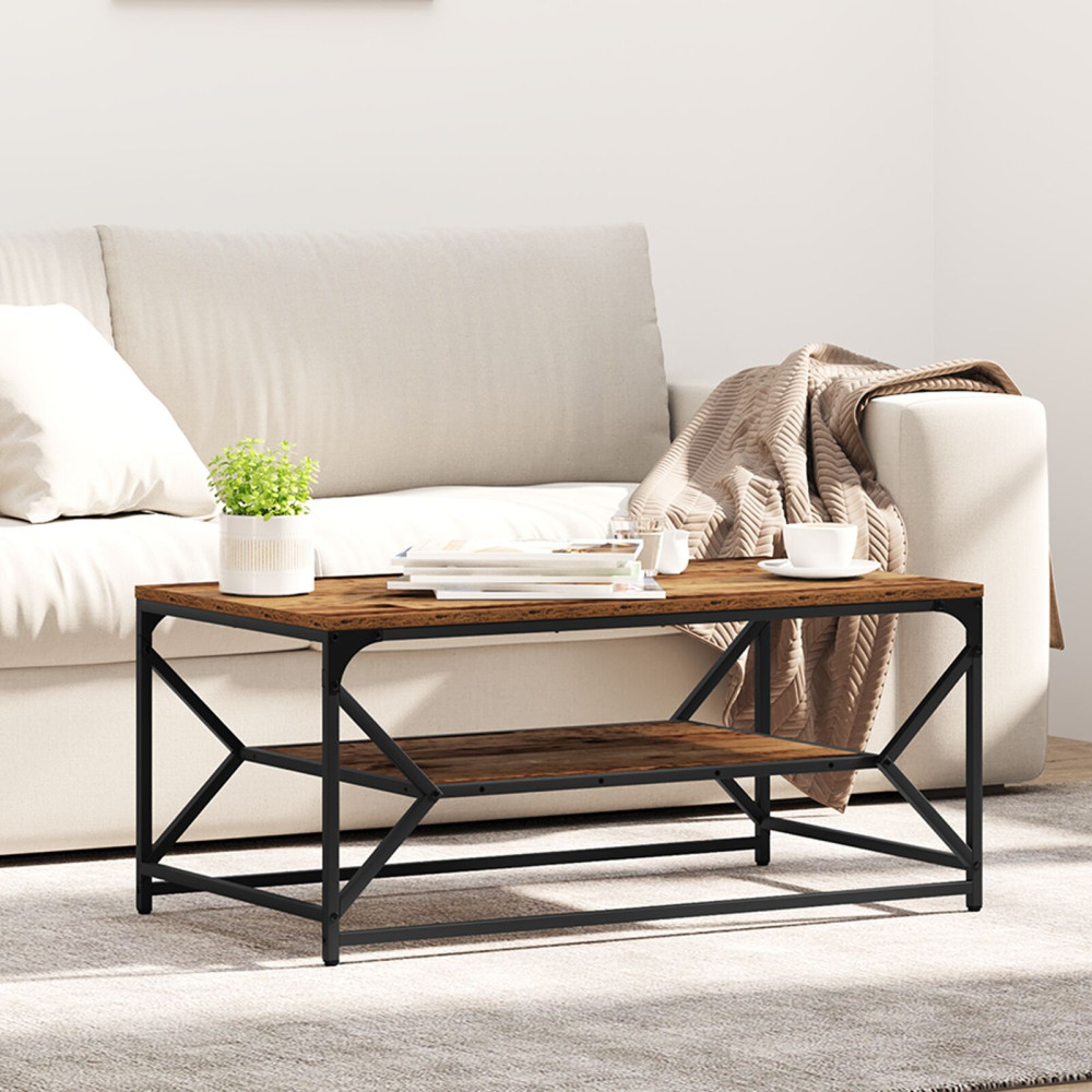 Produktbild för Kaffeebord Gammalt trä 90 x 50 x 40 cm Konstruerat trä och stål