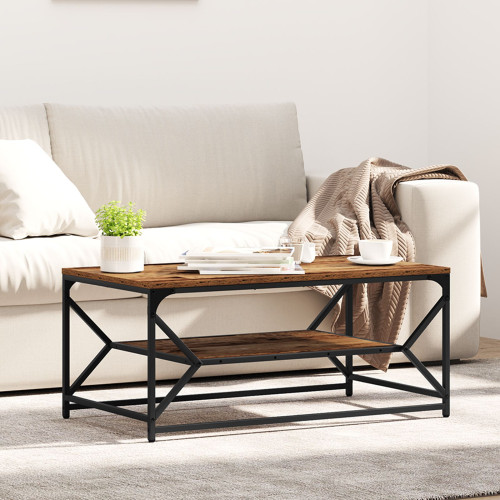 vidaXL Kaffeebord Gammalt trä 90 x 50 x 40 cm Konstruerat trä och stål