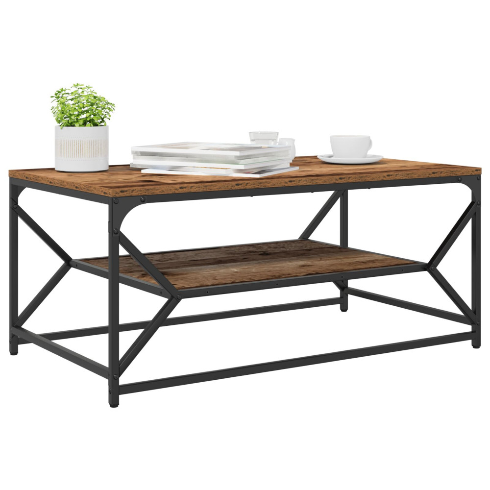 Produktbild för Kaffeebord Gammalt trä 90 x 50 x 40 cm Konstruerat trä och stål