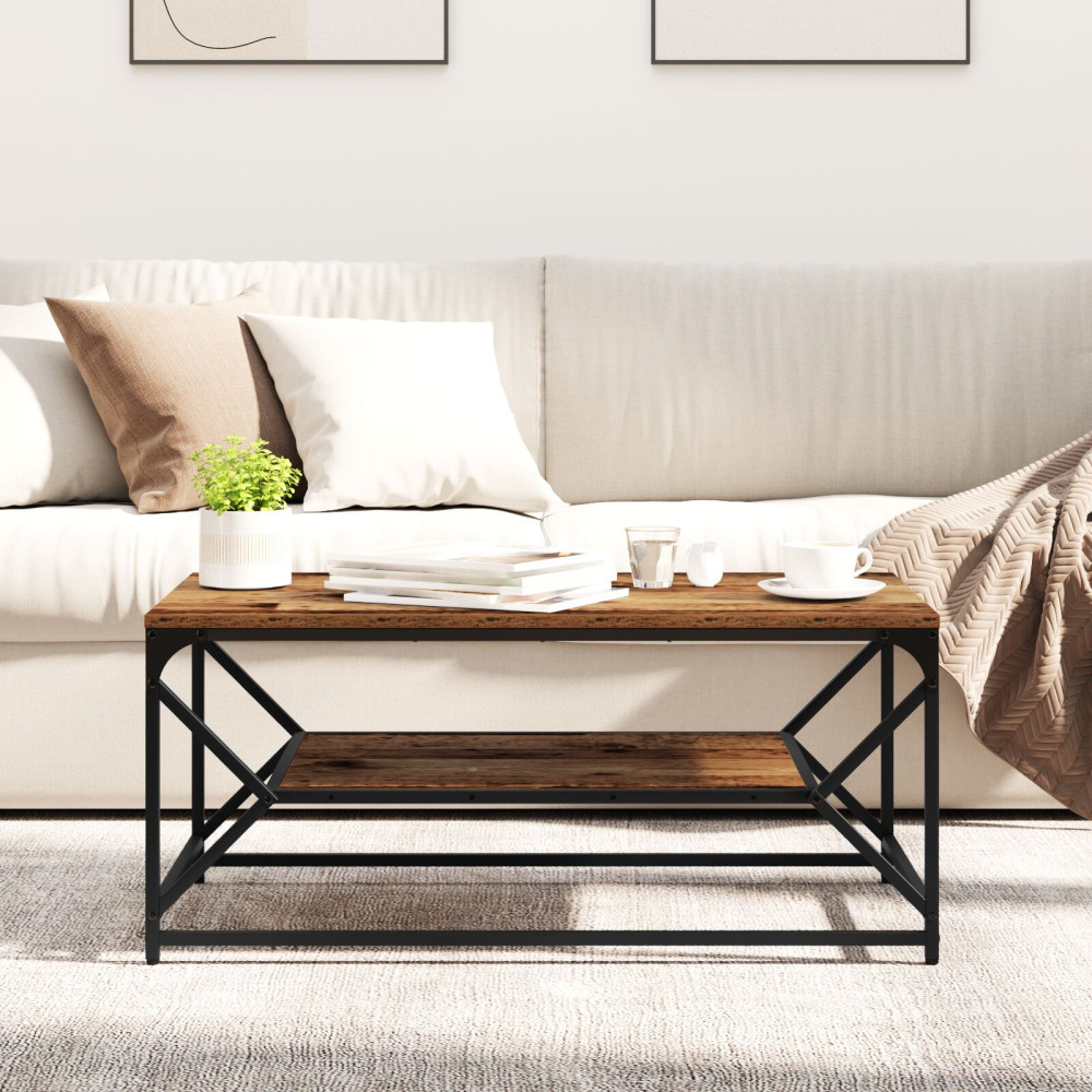 Produktbild för Kaffeebord Gammalt trä 90 x 50 x 40 cm Konstruerat trä och stål