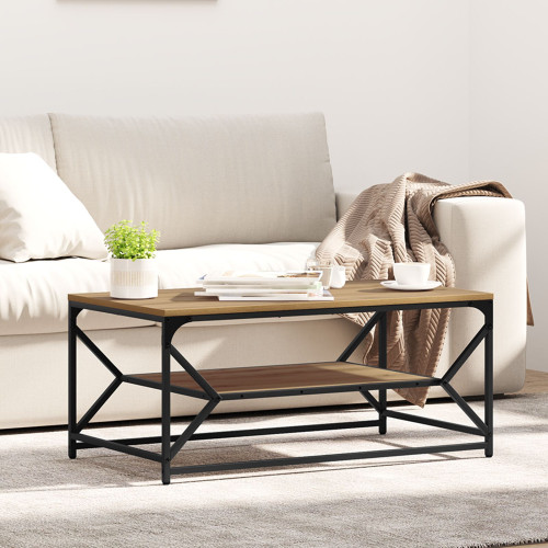 vidaXL Kaffeebord Artisan Ek 90 x 50 x 40 cm Konstruerat trä och stål