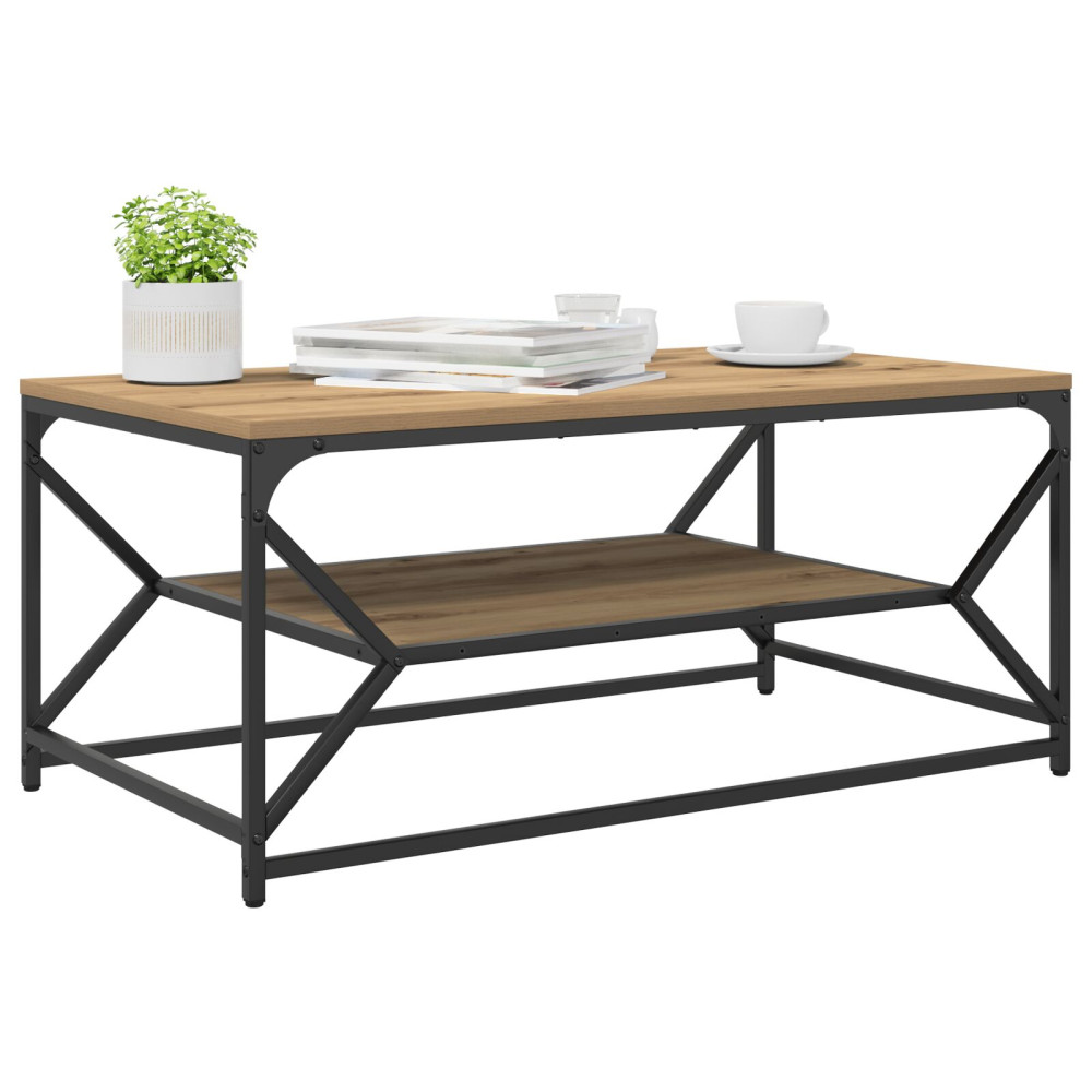 Produktbild för Kaffeebord Artisan Ek 90 x 50 x 40 cm Konstruerat trä och stål