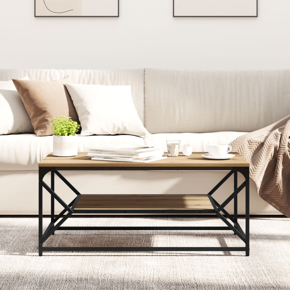 Produktbild för Kaffeebord Artisan Ek 90 x 50 x 40 cm Konstruerat trä och stål