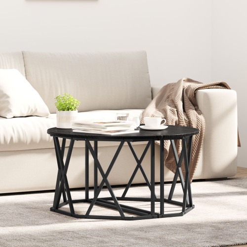 vidaXL Kaffeebord Svart Ek 80 x 80 x 42 cm Konstruerat trä och stål