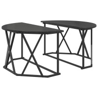 Produktbild för Kaffeebord Svart Ek 80 x 80 x 42 cm Konstruerat trä och stål