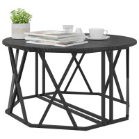 Produktbild för Kaffeebord Svart Ek 80 x 80 x 42 cm Konstruerat trä och stål