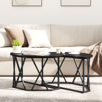 Produktbild för Kaffeebord Svart Ek 80 x 80 x 42 cm Konstruerat trä och stål